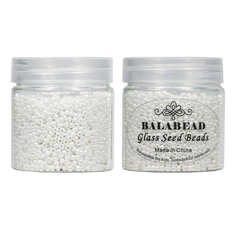 BALABEAD Opaque White Pearl Color Loose Seed Beads About 4000pcs in Box 8/0 Glass Craft Seed Beads for Jewelry Making, Hole 0.7mm (White Pearl) - Image 4